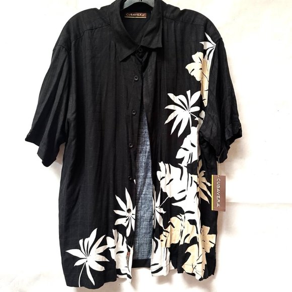 Cubavera Other - CUBAVERA NWT Hawaiian Shirt XXL 2XL Off White Black Floral Aloha Gift Button Up